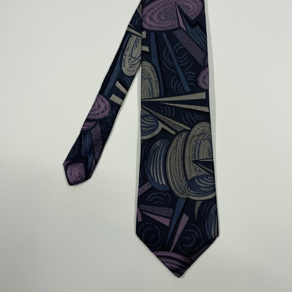 Hyde Park Purple Geometric Abstract Silk Necktie Mens One Size